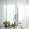 HIER_4340 57" Silver 12 Arm Cluster Taper Candle Holder With Clear Glass Shades, Large Candle Arrangement