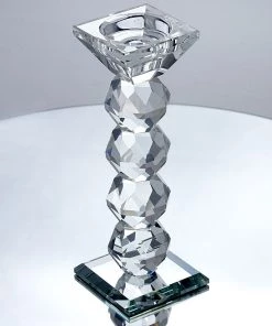 HIER_4320 7" Tall Gemcut Premium Crystal Glass Votive Candle Holder Stand Chargers & Centerpieces