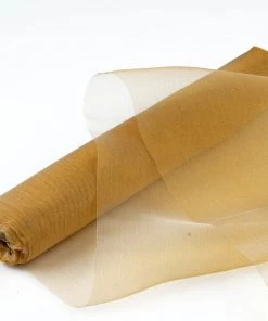 HIER_5220 12"x10yd | Gold Sheer Chiffon Fabric Bolt, DIY Voile Drapery Fabric Fabric Bolts & Bags