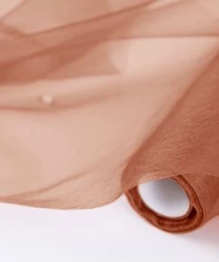 HIER_5210 12"x10yd | Terracotta Sheer Chiffon Fabric Bolt, DIY Voile Drapery Fabric Theme Décor