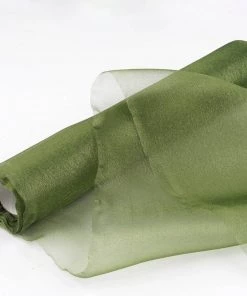 HIER_5220 Fabric Bolts & Bags 12"x10yd | Olive Green Sheer Chiffon Fabric Bolt, DIY Voile Drapery Fabric