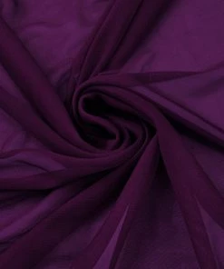 HIER_5210 54"x10yd | Eggplant Solid Color Sheer Chiffon Fabric Bolt, DIY Voile Drapery
