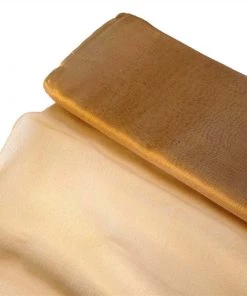 HIER_5210 54"x10yd | Gold Solid Color Sheer Chiffon Fabric Bolt, DIY Voile Drapery