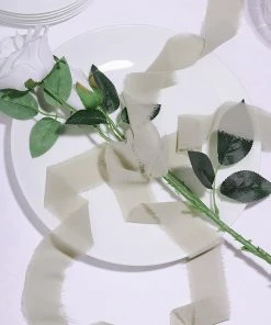 HIER_5144 2 Pack | 6yd Natural Silk-Like Chiffon Linen Ribbon Roll For Bouquets, Wedding Invitations Gift Wrapping Tabletop Decor 21 HIER_5144 2 Pack | 6yd Natural Silk-Like Chiffon Linen Ribbon Roll For Bouquets, Wedding Invitations Gift Wrapping Tabletop Decor