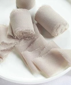 HIER_5144 2 Pack | 6yd Natural Silk-Like Chiffon Linen Ribbon Roll For Bouquets, Wedding Invitations Gift Wrapping Tabletop Decor 20 HIER_5144 2 Pack | 6yd Natural Silk-Like Chiffon Linen Ribbon Roll For Bouquets, Wedding Invitations Gift Wrapping Tabletop Decor