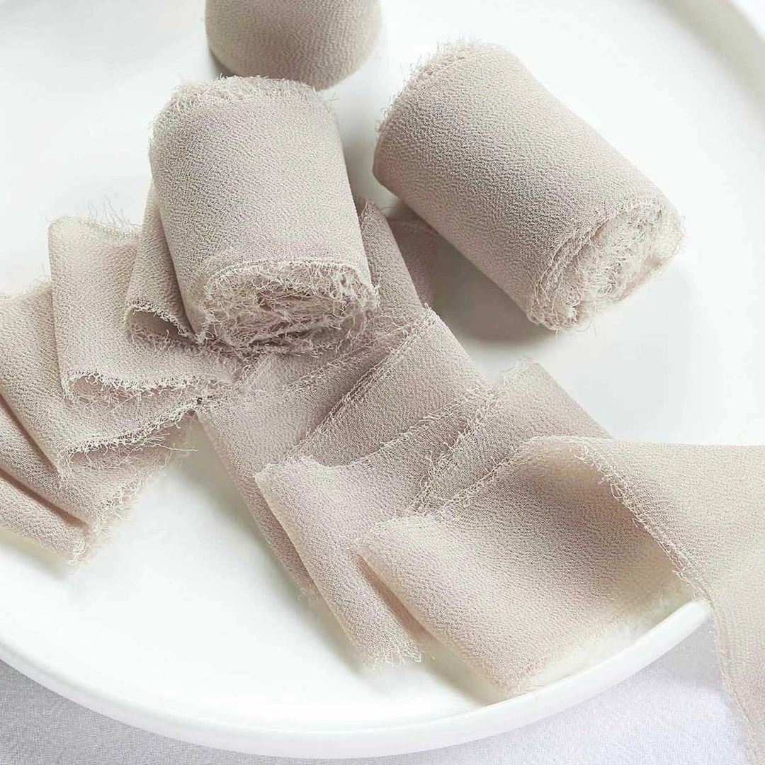 HIER_5144 2 Pack | 6yd Natural Silk-Like Chiffon Linen Ribbon Roll For Bouquets, Wedding Invitations Gift Wrapping Tabletop Decor 8 HIER_5144 2 Pack | 6yd Natural Silk-Like Chiffon Linen Ribbon Roll For Bouquets, Wedding Invitations Gift Wrapping Tabletop Decor