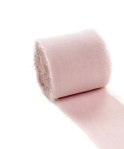 HIER_5144 Tabletop Decor 2 Pack | 6yd Blush/Rose Gold Silk-Like Chiffon Linen Ribbon Roll For Bouquets, Wedding Invitations Gift Wrapping