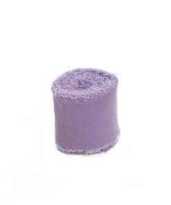 HIER_5144 2 Pack | 6yd Violet Amethyst Silk-Like Chiffon Linen Ribbon Roll For Bouquets, Wedding Invitations Gift Wrapping Tabletop Decor
