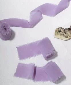 HIER_5144 2 Pack | 6yd Violet Amethyst Silk-Like Chiffon Linen Ribbon Roll For Bouquets, Wedding Invitations Gift Wrapping Tabletop Decor