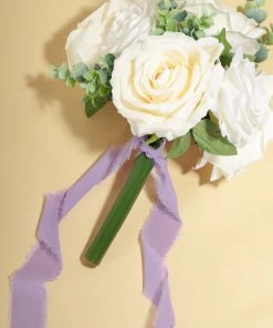 HIER_5144 2 Pack | 6yd Violet Amethyst Silk-Like Chiffon Linen Ribbon Roll For Bouquets, Wedding Invitations Gift Wrapping Tabletop Decor