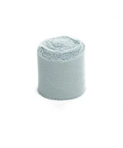 HIER_5144 2 Pack | 6yd Ice Blue Silk-Like Chiffon Linen Ribbon Roll For Bouquets, Wedding Invitations Gift Wrapping Tabletop Decor