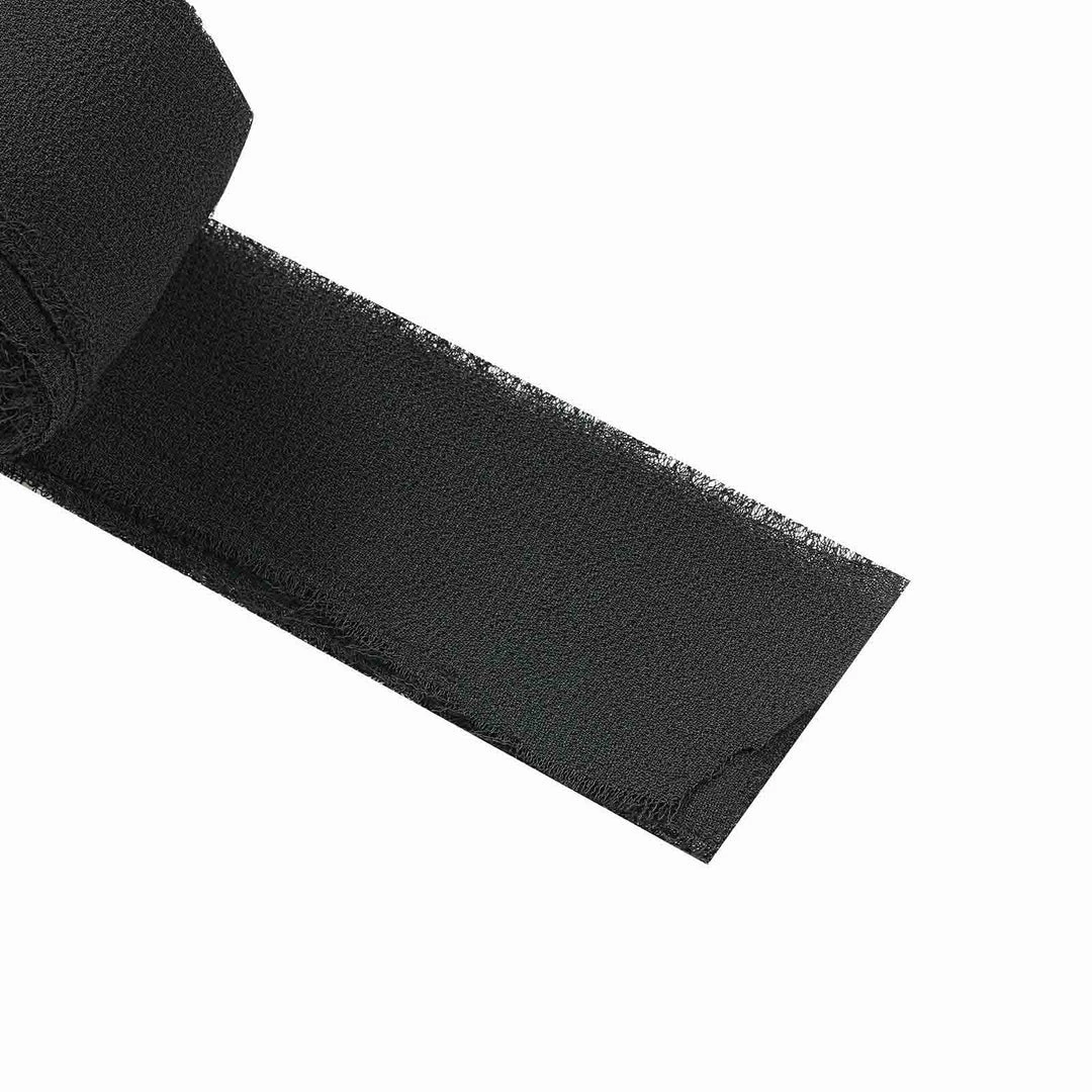 HIER_5144 Tabletop Decor 2 Pack | 6yd Black Silk-Like Chiffon Linen Ribbon Roll For Bouquets, Wedding Invitations Gift Wrapping 12 HIER_5144 Tabletop Decor 2 Pack | 6yd Black Silk-Like Chiffon Linen Ribbon Roll For Bouquets, Wedding Invitations Gift Wrapping