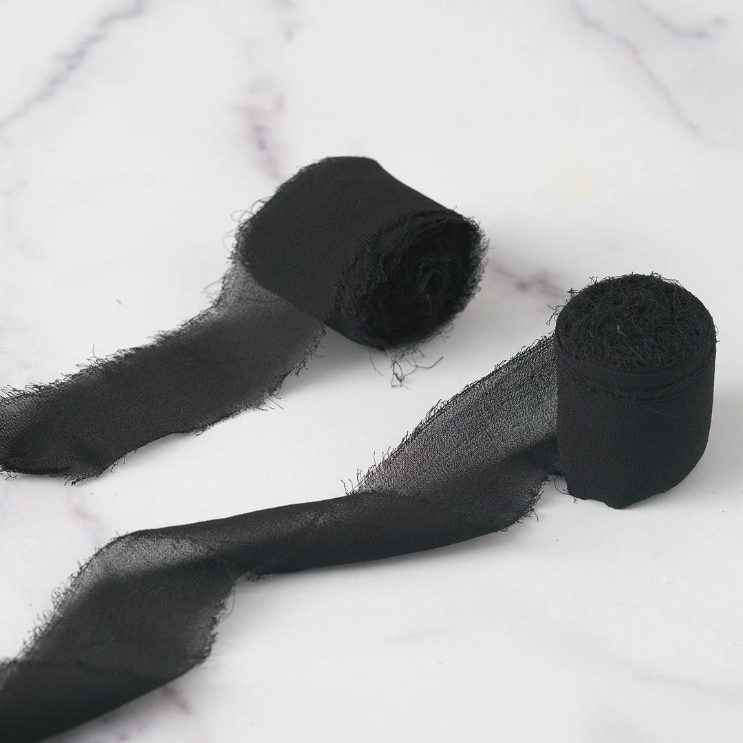 HIER_5144 Tabletop Decor 2 Pack | 6yd Black Silk-Like Chiffon Linen Ribbon Roll For Bouquets, Wedding Invitations Gift Wrapping 10 HIER_5144 Tabletop Decor 2 Pack | 6yd Black Silk-Like Chiffon Linen Ribbon Roll For Bouquets, Wedding Invitations Gift Wrapping