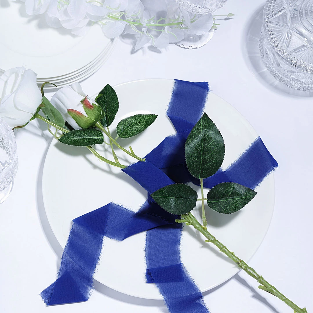 HIER_5144 2 Pack | 6yd Navy Blue Silk-Like Chiffon Linen Ribbon Roll For Bouquets, Wedding Invitations Gift Wrapping 2 HIER_5144 2 Pack | 6yd Navy Blue Silk-Like Chiffon Linen Ribbon Roll For Bouquets, Wedding Invitations Gift Wrapping