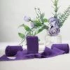 HIER_5144 2 Pack | 6yd Purple Silk-Like Chiffon Linen Ribbon Roll For Bouquets, Wedding Invitations Gift Wrapping