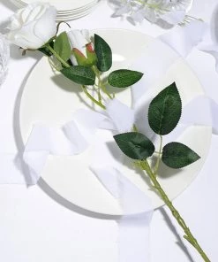 HIER_5144 2 Pack | 6yd White Silk-Like Chiffon Linen Ribbon Roll For Bouquets, Wedding Invitations Gift Wrapping Tabletop Decor