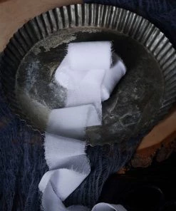 HIER_5144 2 Pack | 6yd White Silk-Like Chiffon Linen Ribbon Roll For Bouquets, Wedding Invitations Gift Wrapping Tabletop Decor