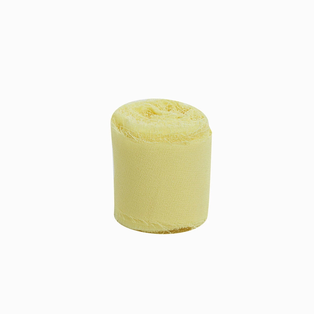 HIER_5144 2 Pack | 6yd Yellow Silk-Like Chiffon Linen Ribbon Roll For Bouquets, Wedding Invitations Gift Wrapping Tabletop Decor 13 HIER_5144 2 Pack | 6yd Yellow Silk-Like Chiffon Linen Ribbon Roll For Bouquets, Wedding Invitations Gift Wrapping Tabletop Decor
