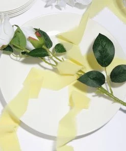 HIER_5144 2 Pack | 6yd Yellow Silk-Like Chiffon Linen Ribbon Roll For Bouquets, Wedding Invitations Gift Wrapping Tabletop Decor 21 HIER_5144 2 Pack | 6yd Yellow Silk-Like Chiffon Linen Ribbon Roll For Bouquets, Wedding Invitations Gift Wrapping Tabletop Decor