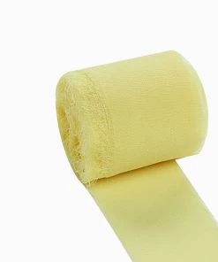 HIER_5144 2 Pack | 6yd Yellow Silk-Like Chiffon Linen Ribbon Roll For Bouquets, Wedding Invitations Gift Wrapping Tabletop Decor 15 HIER_5144 2 Pack | 6yd Yellow Silk-Like Chiffon Linen Ribbon Roll For Bouquets, Wedding Invitations Gift Wrapping Tabletop Decor