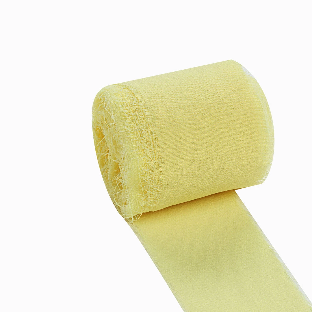 HIER_5144 2 Pack | 6yd Yellow Silk-Like Chiffon Linen Ribbon Roll For Bouquets, Wedding Invitations Gift Wrapping Tabletop Decor 3 HIER_5144 2 Pack | 6yd Yellow Silk-Like Chiffon Linen Ribbon Roll For Bouquets, Wedding Invitations Gift Wrapping Tabletop Decor