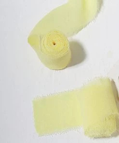 HIER_5144 2 Pack | 6yd Yellow Silk-Like Chiffon Linen Ribbon Roll For Bouquets, Wedding Invitations Gift Wrapping Tabletop Decor 18 HIER_5144 2 Pack | 6yd Yellow Silk-Like Chiffon Linen Ribbon Roll For Bouquets, Wedding Invitations Gift Wrapping Tabletop Decor