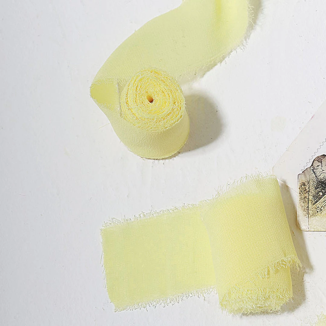 HIER_5144 2 Pack | 6yd Yellow Silk-Like Chiffon Linen Ribbon Roll For Bouquets, Wedding Invitations Gift Wrapping Tabletop Decor 6 HIER_5144 2 Pack | 6yd Yellow Silk-Like Chiffon Linen Ribbon Roll For Bouquets, Wedding Invitations Gift Wrapping Tabletop Decor