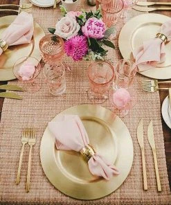 HIER_4700 Disposable Dinnerware 6 Pack | 13" Metallic Gold Round Acrylic Plastic Charger Plates, Dinner Party Table Decor