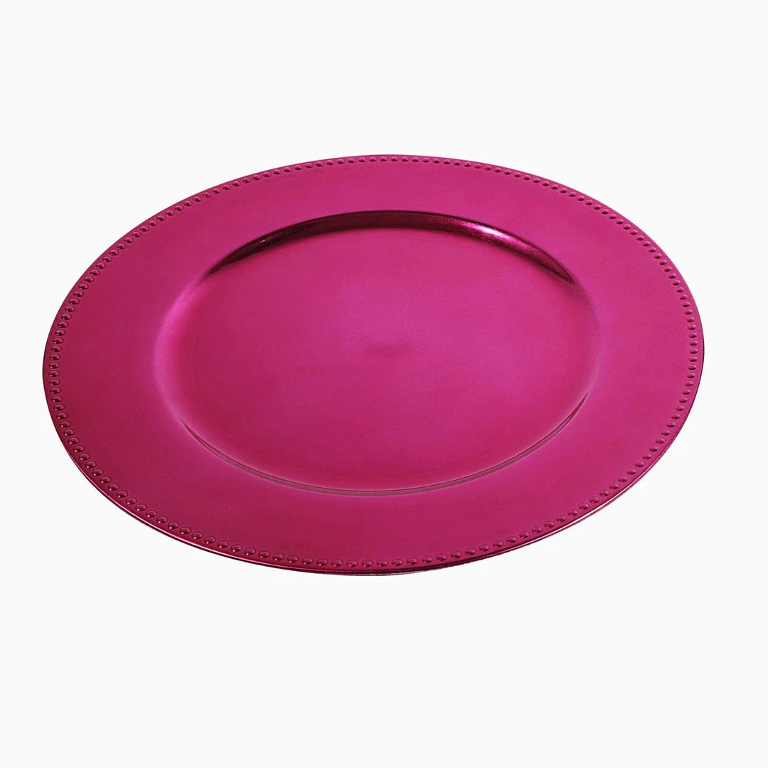 HIER_4710 6 Pack | 13" Beaded Hot Pink Acrylic Plastic Round Charger Plate, Event Tabletop Decor Disposable Dinnerware 18 HIER_4710 6 Pack | 13" Beaded Hot Pink Acrylic Plastic Round Charger Plate, Event Tabletop Decor Disposable Dinnerware