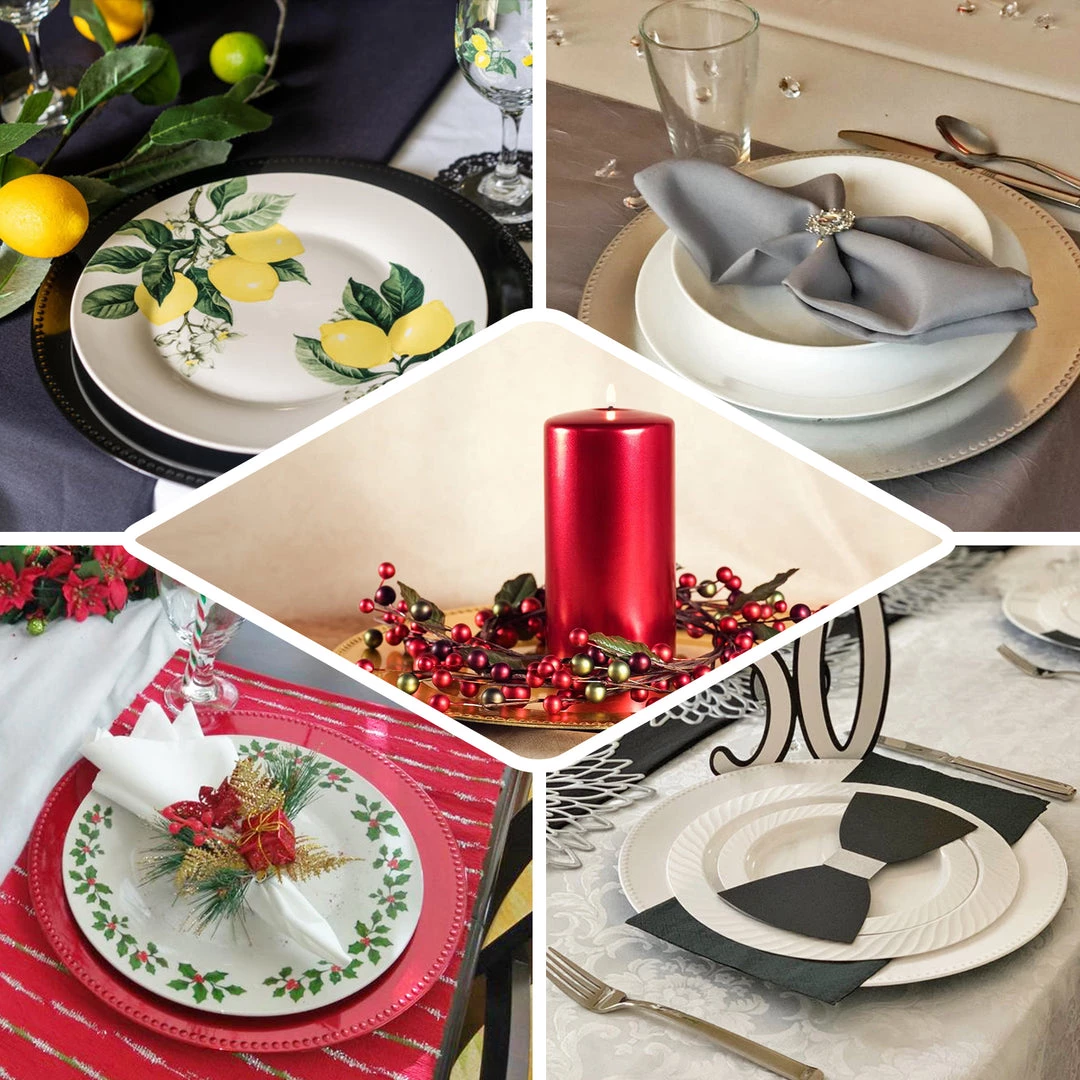 HIER_4710 6 Pack | 13" Beaded Hot Pink Acrylic Plastic Round Charger Plate, Event Tabletop Decor Disposable Dinnerware 7 HIER_4710 6 Pack | 13" Beaded Hot Pink Acrylic Plastic Round Charger Plate, Event Tabletop Decor Disposable Dinnerware