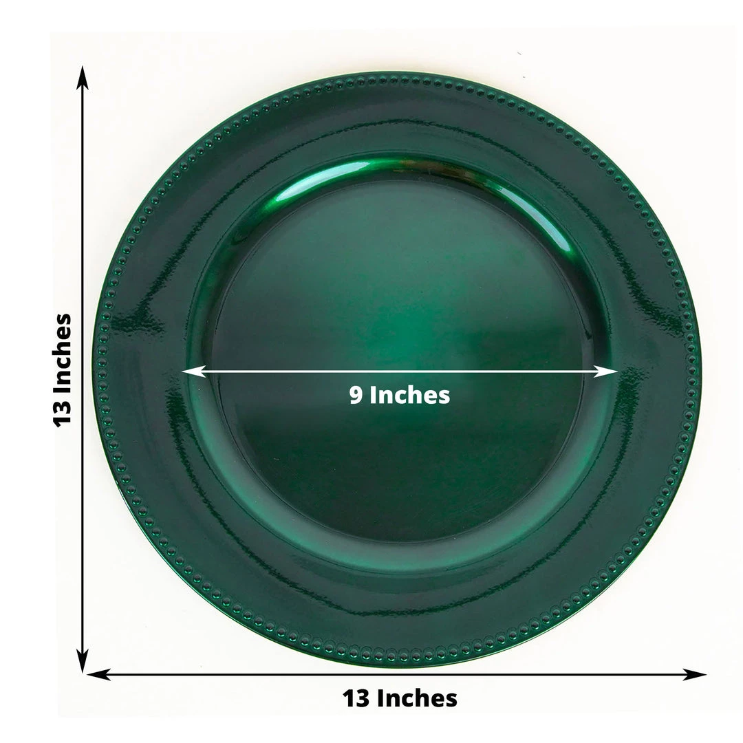 HIER_2252 6 Pack | 13" Beaded Hunter Emerald Green Acrylic Plastic Round Charger Plate, Event Tabletop Decor 3 HIER_2252 6 Pack | 13" Beaded Hunter Emerald Green Acrylic Plastic Round Charger Plate, Event Tabletop Decor