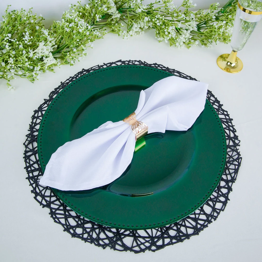 HIER_2252 6 Pack | 13" Beaded Hunter Emerald Green Acrylic Plastic Round Charger Plate, Event Tabletop Decor 10 HIER_2252 6 Pack | 13" Beaded Hunter Emerald Green Acrylic Plastic Round Charger Plate, Event Tabletop Decor