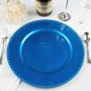 HIER_4700 6 Pack | 13" Beaded Royal Blue Acrylic Plastic Round Charger Plate, Event Tabletop Decor Disposable Dinnerware