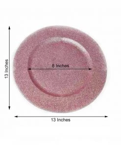 HIER_4700 Disposable Dinnerware 6 Pack | 13" Rose Gold Glitter Acrylic Plastic Round Charger Plates, Glam Table Decor 13 HIER_4700 Disposable Dinnerware 6 Pack | 13