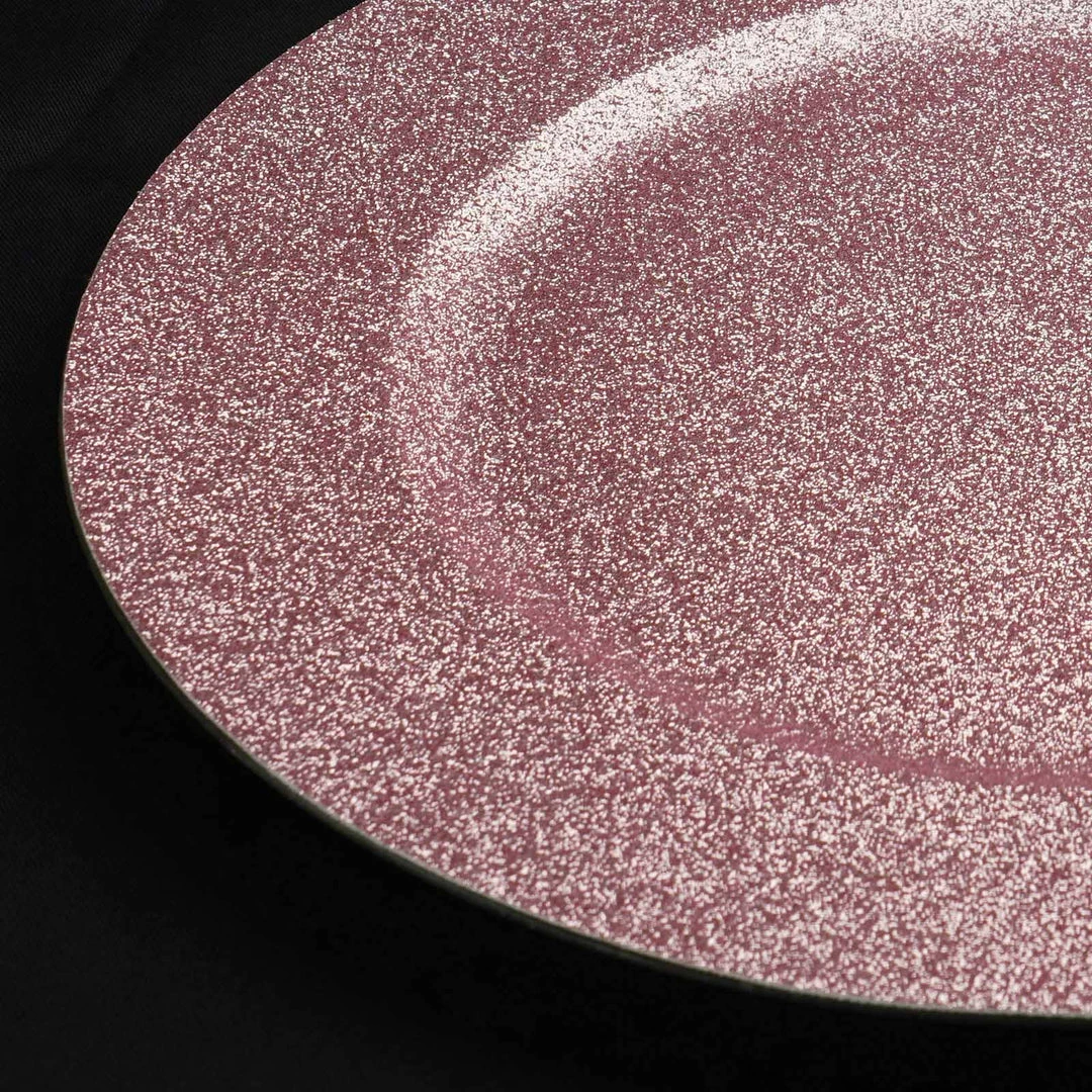 HIER_4700 Disposable Dinnerware 6 Pack | 13" Rose Gold Glitter Acrylic Plastic Round Charger Plates, Glam Table Decor 7 HIER_4700 Disposable Dinnerware 6 Pack | 13" Rose Gold Glitter Acrylic Plastic Round Charger Plates, Glam Table Decor