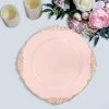 HIER_4710 6 Pack | 13" Blush Leaf Embossed Baroque Charger Plates, Round With Antique Gold Rim