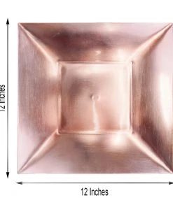 HIER_4710 6 Pack | 12" Blush/Rose Gold Square Rim Acrylic Charger Plates, Modern/Glam Table Decor Disposable Dinnerware 16 HIER_4710 6 Pack | 12