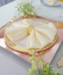 HIER_4710 6 Pack | 12" Blush/Rose Gold Square Rim Acrylic Charger Plates, Modern/Glam Table Decor Disposable Dinnerware 22 HIER_4710 6 Pack | 12