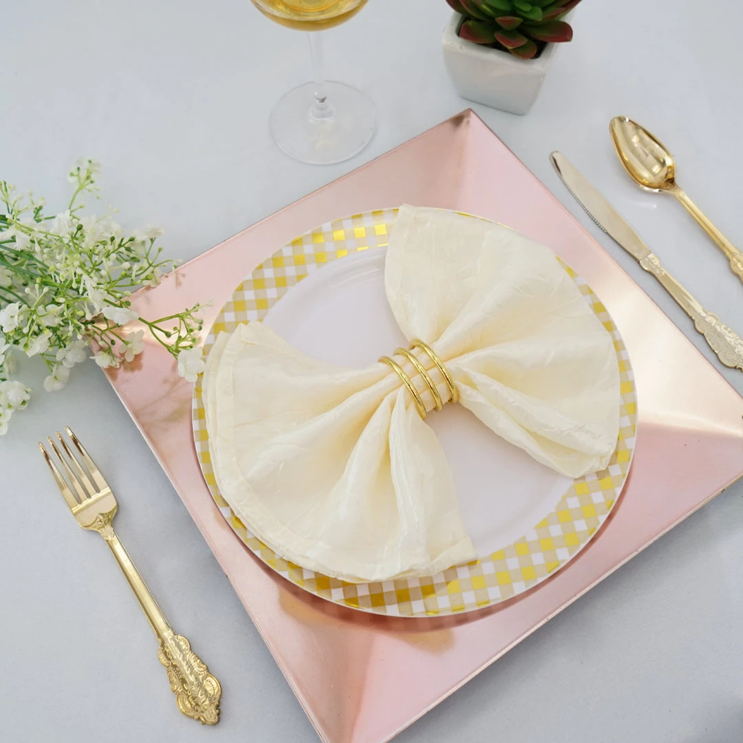 HIER_4710 6 Pack | 12" Blush/Rose Gold Square Rim Acrylic Charger Plates, Modern/Glam Table Decor Disposable Dinnerware 11 HIER_4710 6 Pack | 12" Blush/Rose Gold Square Rim Acrylic Charger Plates, Modern/Glam Table Decor Disposable Dinnerware