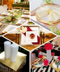 HIER_4710 6 Pack | 12" Blush/Rose Gold Square Rim Acrylic Charger Plates, Modern/Glam Table Decor Disposable Dinnerware 18 HIER_4710 6 Pack | 12