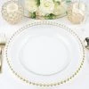 HIER_4700 8 Pack | 12" Gold Beaded Round Glass Charger Plates, Event Tabletop Decor Disposable Dinnerware