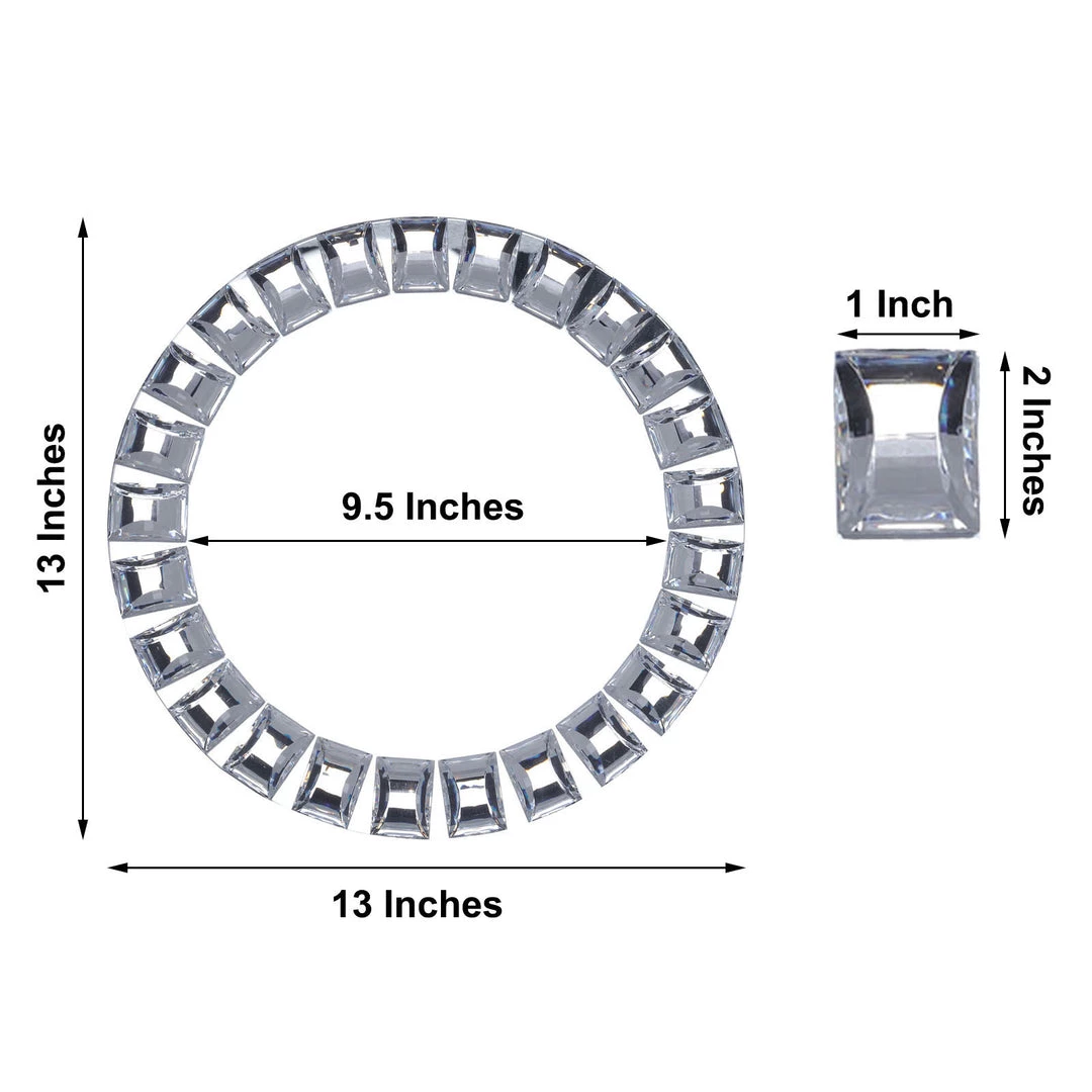 HIER_4710 2 Pack | 13" Silver Jeweled Rim Premium Glass Mirror Charger Plates Disposable Dinnerware 3 HIER_4710 2 Pack | 13" Silver Jeweled Rim Premium Glass Mirror Charger Plates Disposable Dinnerware