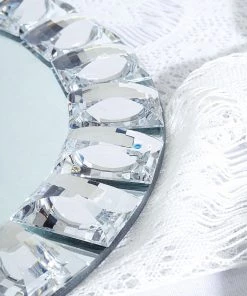 HIER_4710 2 Pack | 13" Silver Jeweled Rim Premium Glass Mirror Charger Plates Disposable Dinnerware 21 HIER_4710 2 Pack | 13