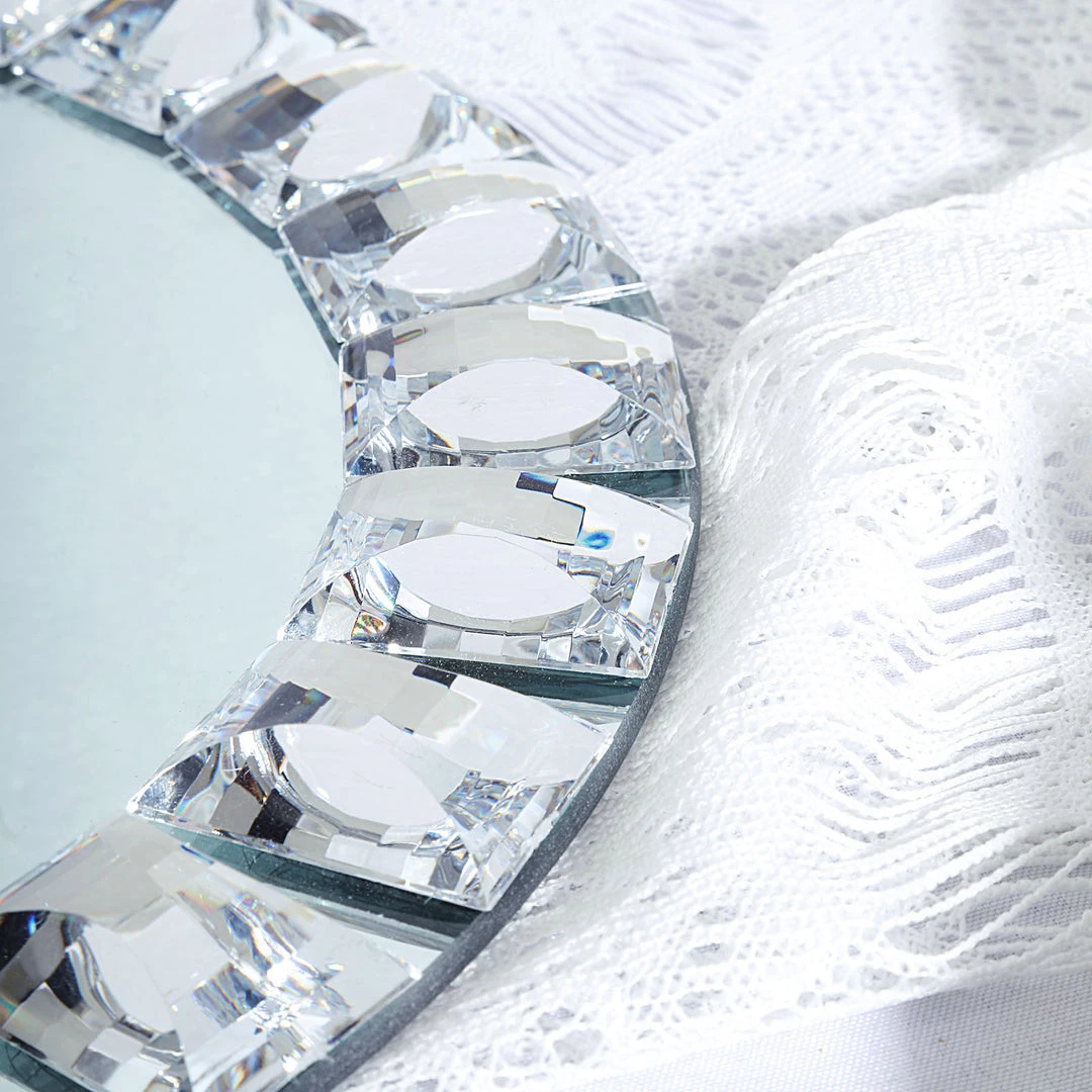 HIER_4710 2 Pack | 13" Silver Jeweled Rim Premium Glass Mirror Charger Plates Disposable Dinnerware 9 HIER_4710 2 Pack | 13" Silver Jeweled Rim Premium Glass Mirror Charger Plates Disposable Dinnerware