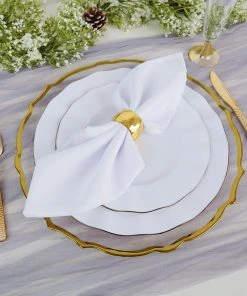 HIER_4710 Disposable Dinnerware 8 Pack | 13" Gold Sunflower Scalloped Rim Clear Glass Charger Plates 19 HIER_4710 Disposable Dinnerware 8 Pack | 13
