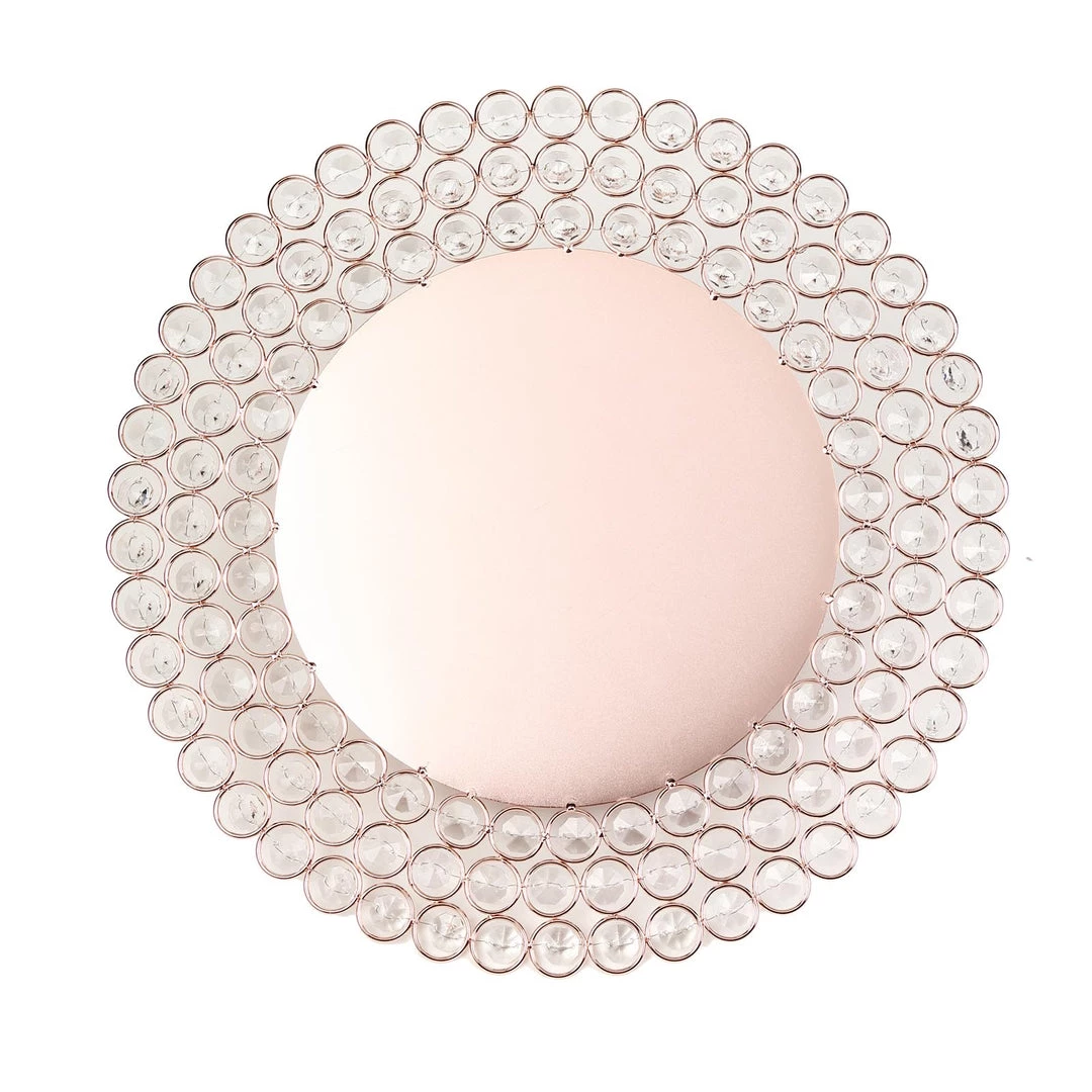HIER_4700 Disposable Dinnerware 14" Blush/Rose Gold Wired Metal Acrylic Crystal Beaded Charger Plate 22 HIER_4700 Disposable Dinnerware 14" Blush/Rose Gold Wired Metal Acrylic Crystal Beaded Charger Plate
