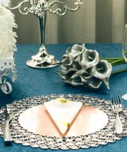 HIER_4700 Disposable Dinnerware 14" Blush/Rose Gold Wired Metal Acrylic Crystal Beaded Charger Plate 33 HIER_4700 Disposable Dinnerware 14