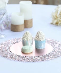 HIER_4700 Disposable Dinnerware 14" Blush/Rose Gold Wired Metal Acrylic Crystal Beaded Charger Plate 38 HIER_4700 Disposable Dinnerware 14