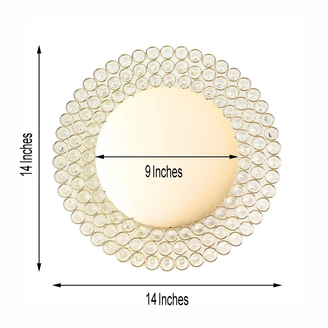 HIER_4700 14" Gold Wired Metal Acrylic Crystal Beaded Charger Plate 3 HIER_4700 14" Gold Wired Metal Acrylic Crystal Beaded Charger Plate