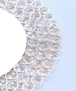 HIER_4700 14" Gold Wired Metal Acrylic Crystal Beaded Charger Plate 38 HIER_4700 14